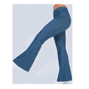 NWT Athena Marie Denim blue stretch bootcut flare leggings